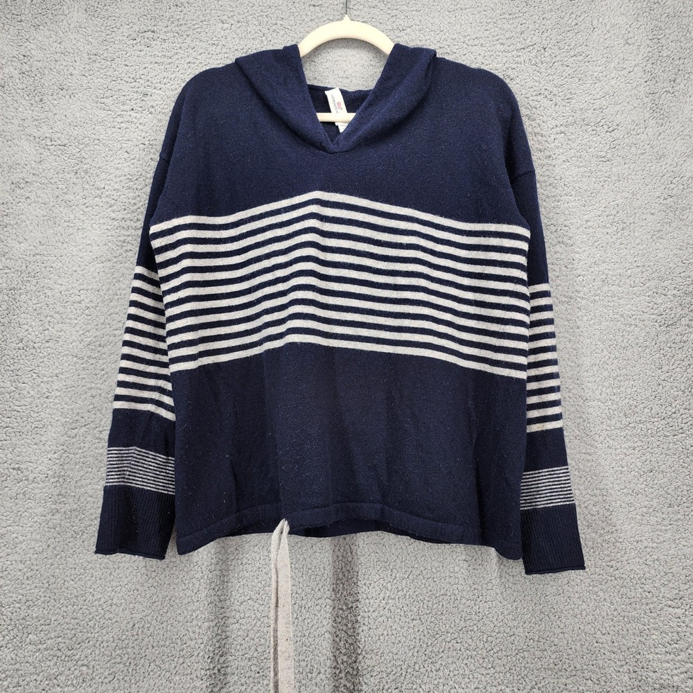 Vineyard Vines‎ Medium Navy Blue White Striped Wool Cashmere Hoodie Sweater